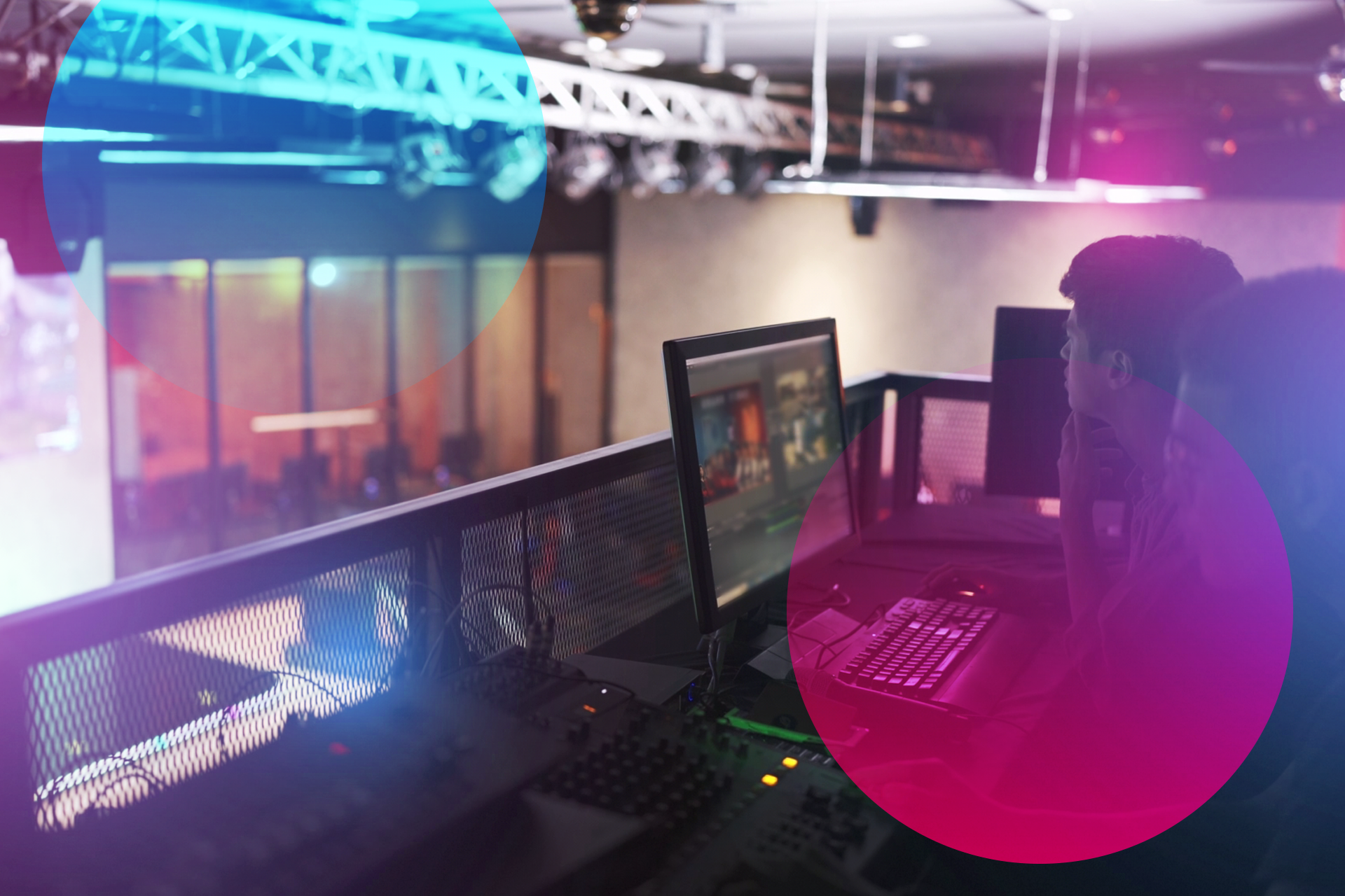 Presentation event team working backstage